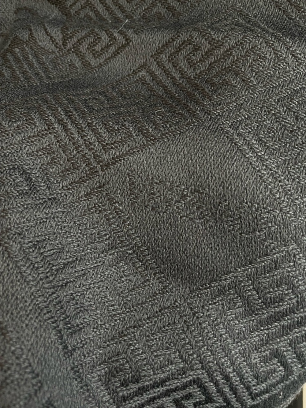 Versace Unisex Black Wool Logo Jacquard Scarf - Picture 9 of 10